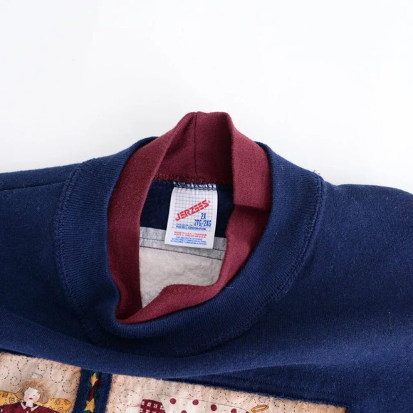 Vintage Jerseys Navy Maroon Angels Patchwork Crewneck Sweater 2X - Picture 9 of 13